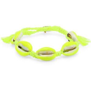 Venessa Arizaga Neon Yellow Shell Pull-Tie Bracelet